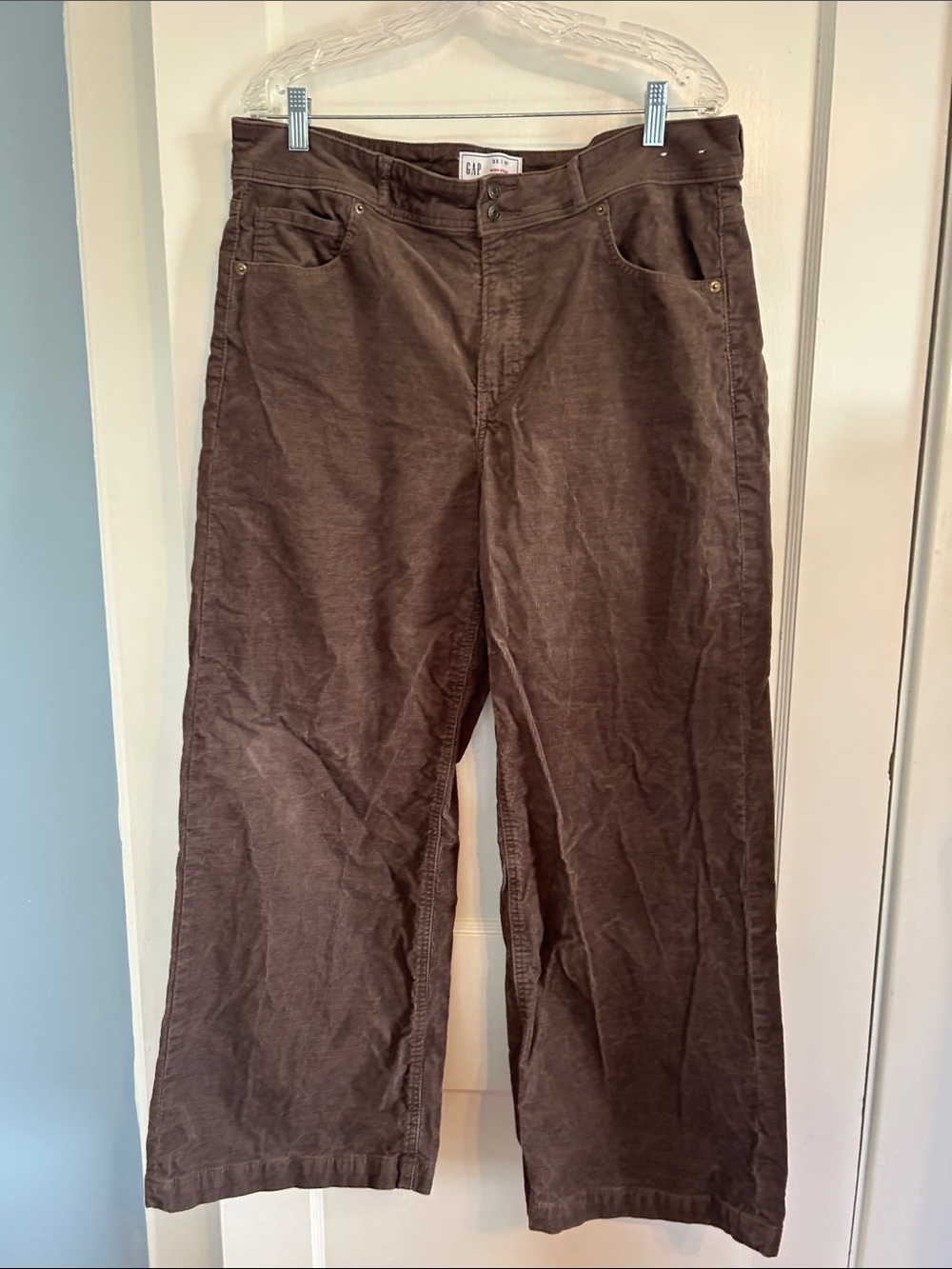 GAP Wide Leg Corduroy Pants Women’s Size 16 Short Mushroom Brown